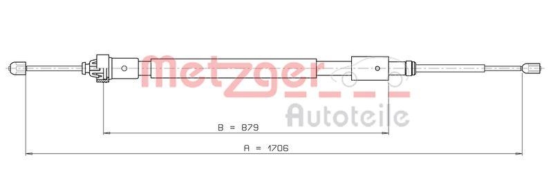 METZGER 10.4525 Seilzug, Feststellbremse für CITROEN hinten links/rechts