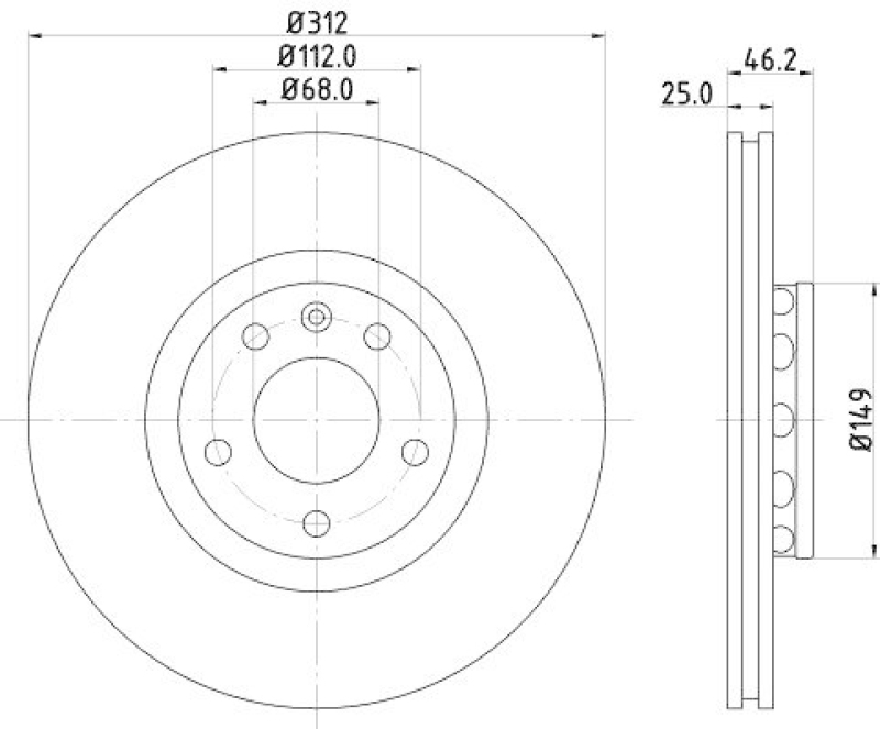 HELLA 8DD 355 127-571 Bremsscheibe für AUDI/VW/SEAT/SKODA