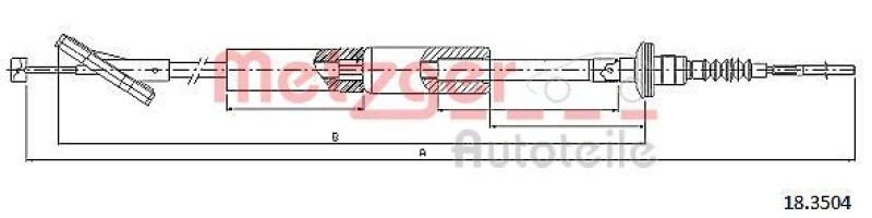 METZGER 18.3504 Seilzug, Kupplungsbetätigung für CHEVROLET