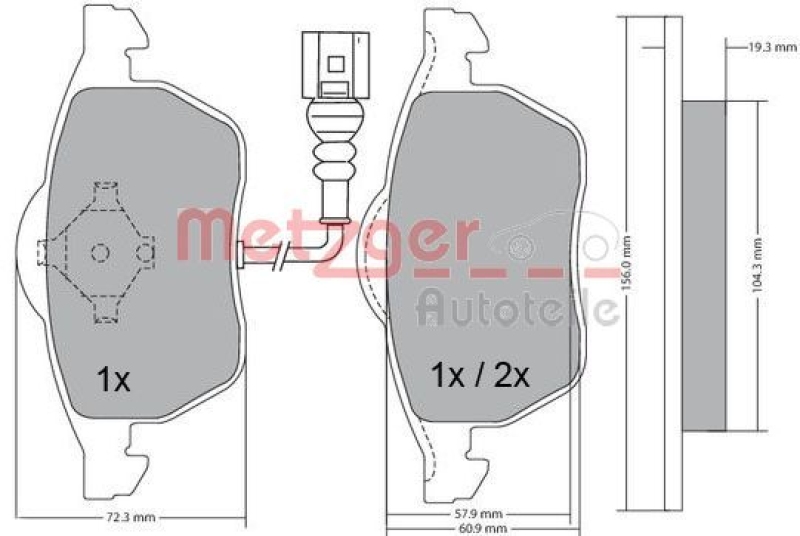 METZGER 1170122 Bremsbelagsatz, Scheibenbremse WVA 23 392