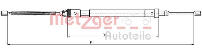 METZGER 10.4576 Seilzug, Feststellbremse für CITROEN hinten rechts