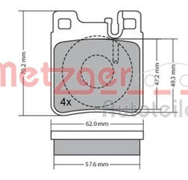 METZGER 1170123 Bremsbelagsatz, Scheibenbremse WVA 21 305