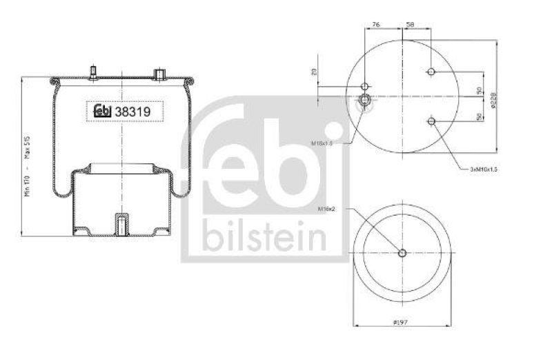 FEBI BILSTEIN 38319 Luftfederbalg mit Stahlkolben für DAF