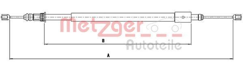 METZGER 10.4577 Seilzug, Feststellbremse für CITROEN hinten links