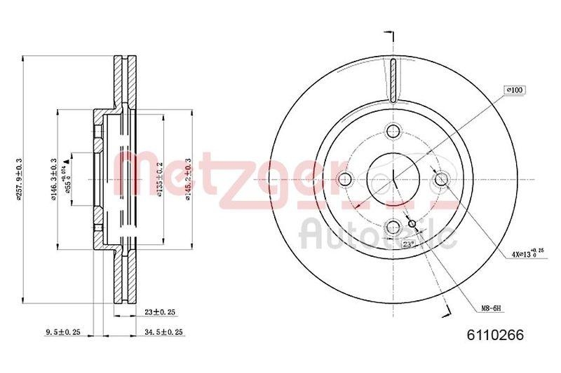 METZGER 6110266 Bremsscheibe Lack/Ks für MAZDA VA