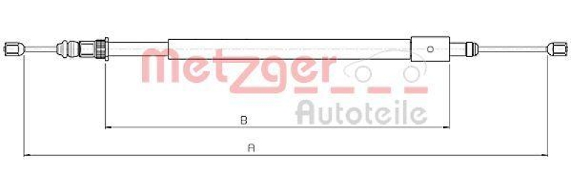 METZGER 10.4578 Seilzug, Feststellbremse für CITROEN hinten rechts