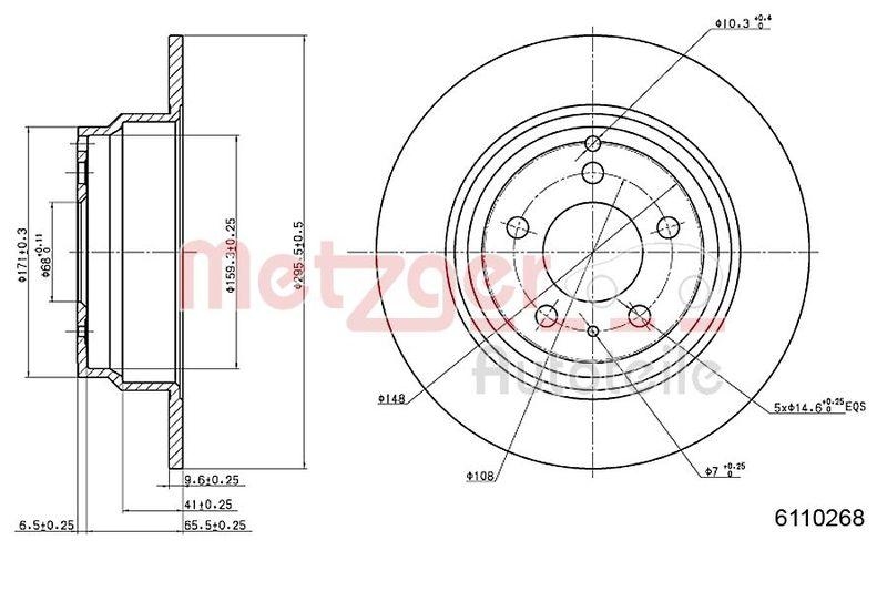 METZGER 6110268 Bremsscheibe Lack/Ks für VOLVO HA