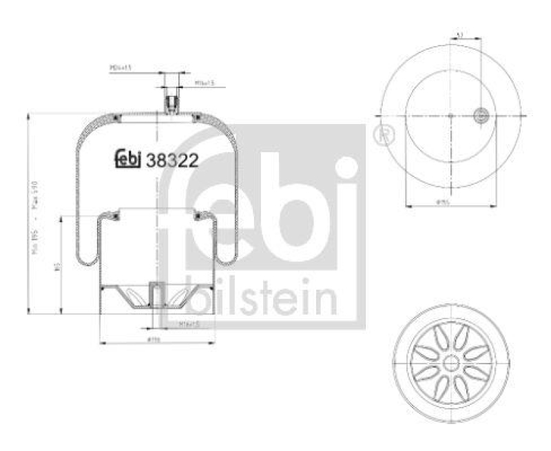 FEBI BILSTEIN 38322 Luftfederbalg mit Stahlkolben für Mercedes-Benz