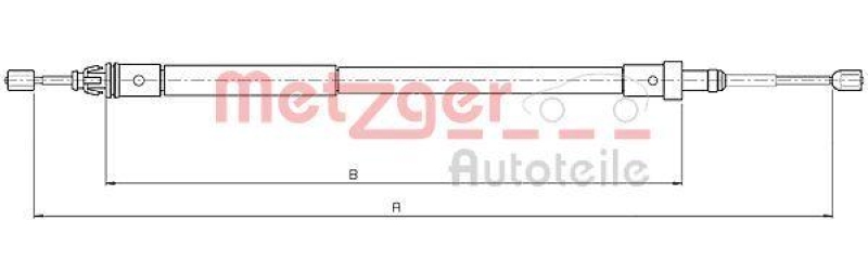 METZGER 10.4581 Seilzug, Feststellbremse für CITROEN hinten links