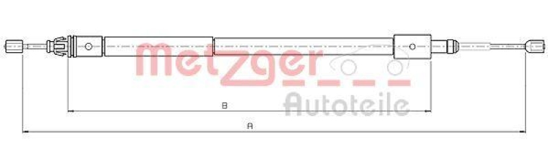 METZGER 10.4582 Seilzug, Feststellbremse für CITROEN hinten rechts