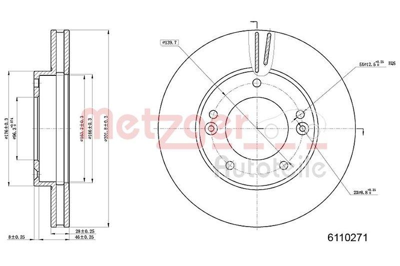 METZGER 6110271 Bremsscheibe Lack/Ks für KIA VA