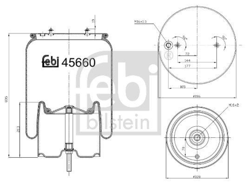 FEBI BILSTEIN 45660 Luftfederbalg mit Stahlkolben und Kolbenstange für Scania