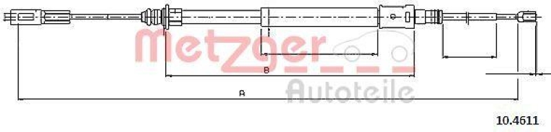 METZGER 10.4611 Seilzug, Feststellbremse für CITRONE hinten links/rechts