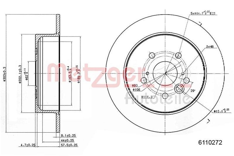 METZGER 6110272 Bremsscheibe Lack/Ks für HONDA HA