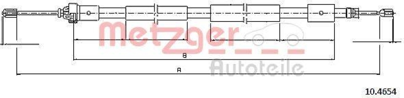 METZGER 10.4654 Seilzug, Feststellbremse für CITROEN hinten links