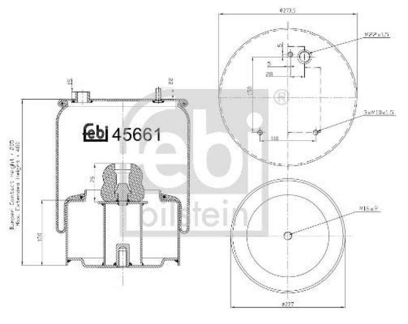 FEBI BILSTEIN 45661 Luftfederbalg mit Stahlkolben für DAF