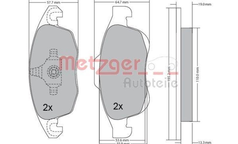 METZGER 1170129 Bremsbelagsatz, Scheibenbremse WVA 24 538