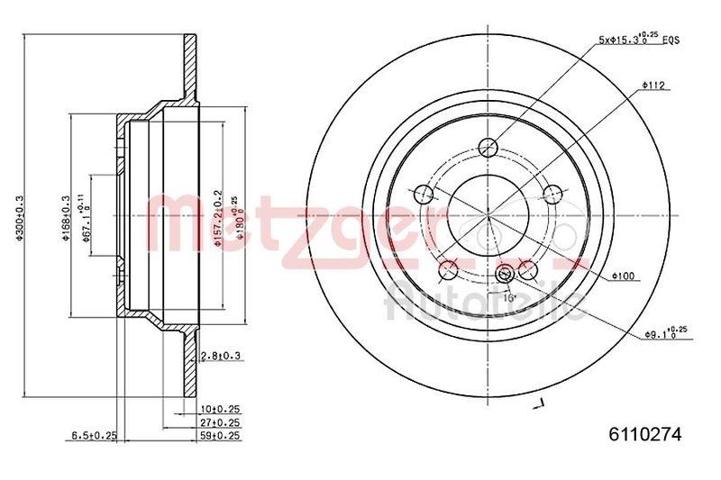 METZGER 6110274 Bremsscheibe Lack/Ks/Ms für MB HA