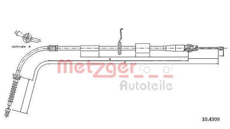 METZGER 10.4309 Seilzug, Feststellbremse für MINI hinten links