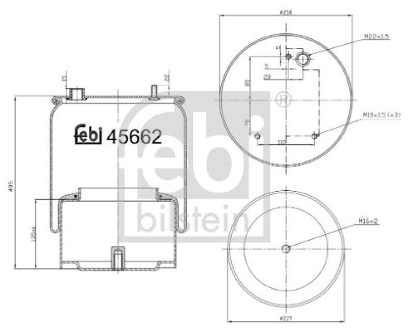 FEBI BILSTEIN 45662 Luftfederbalg mit Stahlkolben für DAF