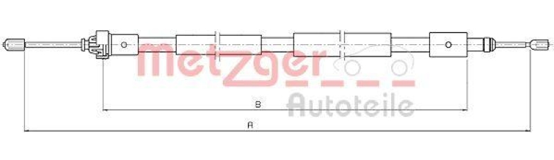 METZGER 10.4655 Seilzug, Feststellbremse für CITROEN hinten rechts