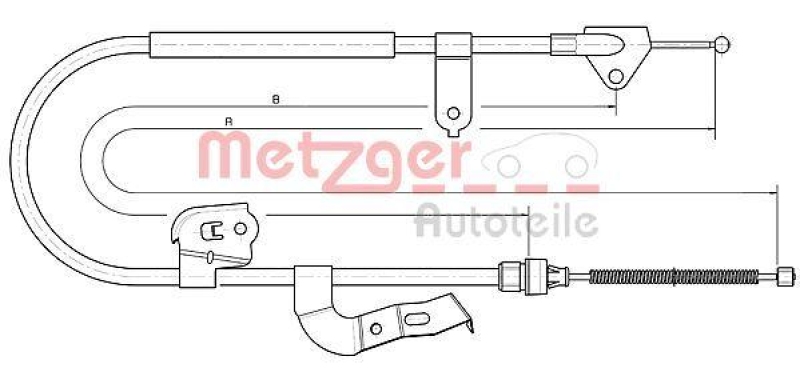 METZGER 10.4511 Seilzug, Feststellbremse für CITROEN/PEUGEOT/TOYOTA hinten links