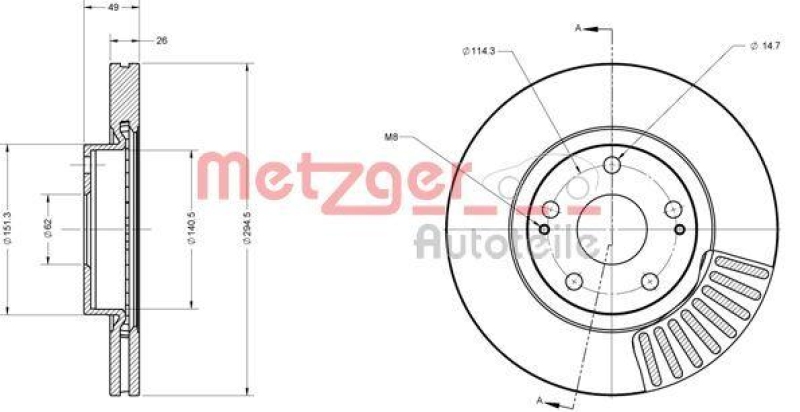 METZGER 6110276 Bremsscheibe Lack/Ks für TOYOTA VA