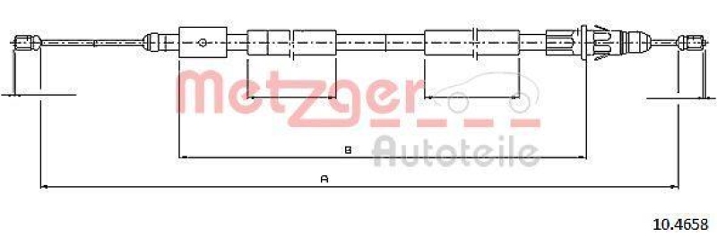 METZGER 10.4658 Seilzug, Feststellbremse für CITROEN hinten rechts