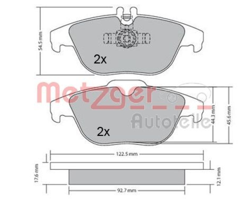 METZGER 1170132 Bremsbelagsatz, Scheibenbremse WVA 24 253