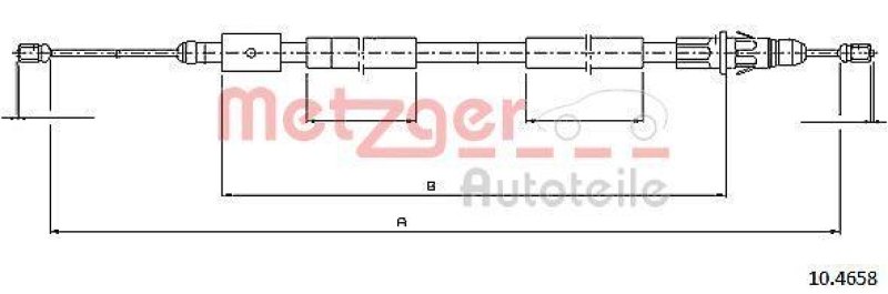 METZGER 10.4658 Seilzug, Feststellbremse f&uuml;r CITROEN hinten rechts