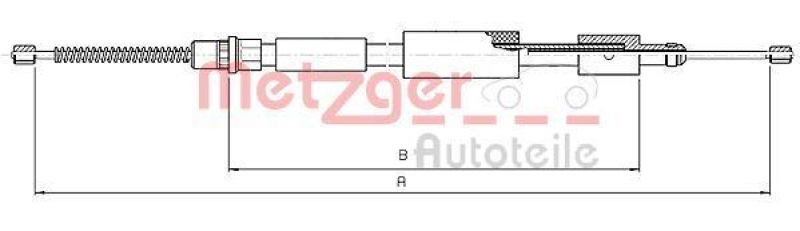 METZGER 10.4574 Seilzug, Feststellbremse für CITROEN/PEUGEOT hinten links