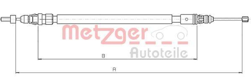 METZGER 10.4663 Seilzug, Feststellbremse für CITROEN hinten links