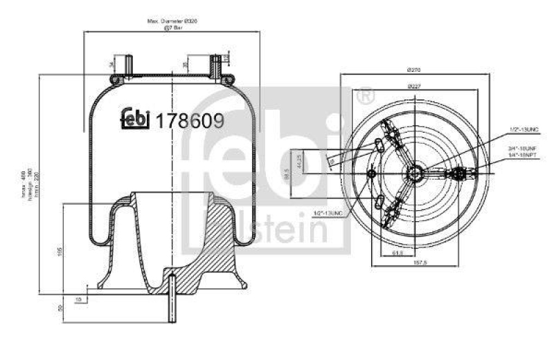 FEBI BILSTEIN 178609 Luftfederbalg mit Aluminiumkolben für Freightliner