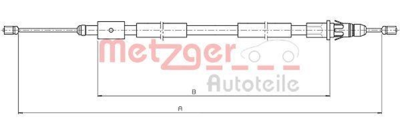 METZGER 10.4657 Seilzug, Feststellbremse für CITROEN hinten links