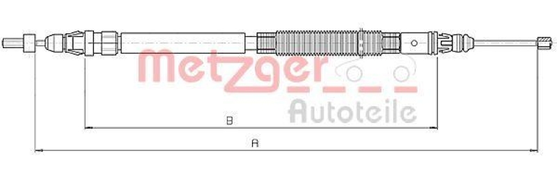 METZGER 10.4664 Seilzug, Feststellbremse für CITROEN hinten rechts