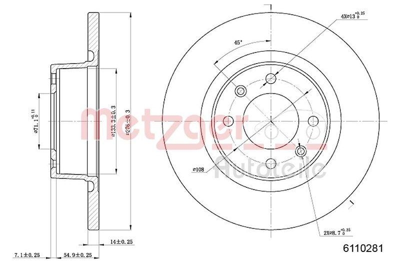 METZGER 6110281 Bremsscheibe Lack/Ks für CITROEN HA