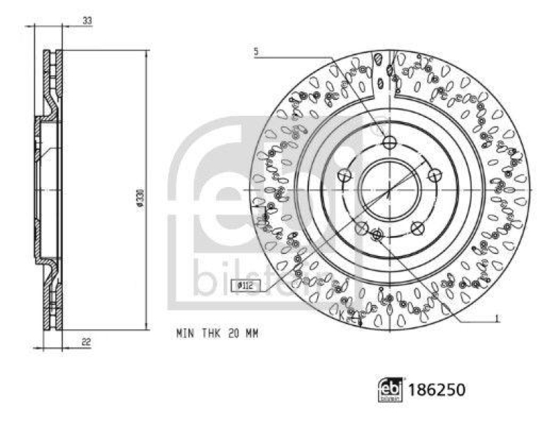 FEBI BILSTEIN 186250 Bremsscheibe für Mercedes-Benz