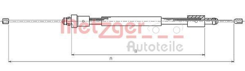 METZGER 10.4705 Seilzug, Feststellbremse für CITROEN/PEUGEOT hinten links