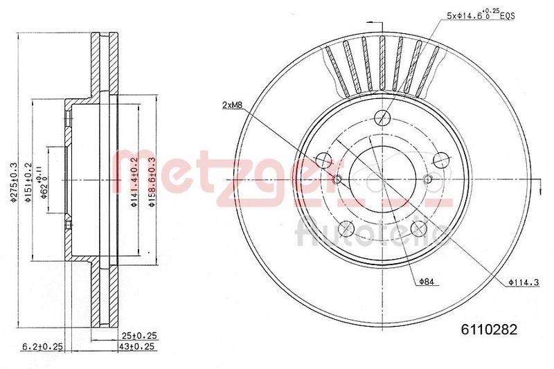 METZGER 6110282 Bremsscheibe Lack/Ks für TOYOTA VA