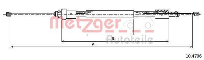 METZGER 10.4706 Seilzug, Feststellbremse für CITROEN/PEUGEOT hinten rechts