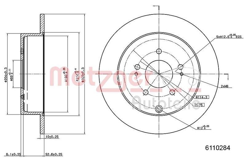 METZGER 6110284 Bremsscheibe Lack/Ks für MITSUBISHI HA