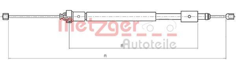 METZGER 10.4707 Seilzug, Feststellbremse für CITROEN hinten rechts