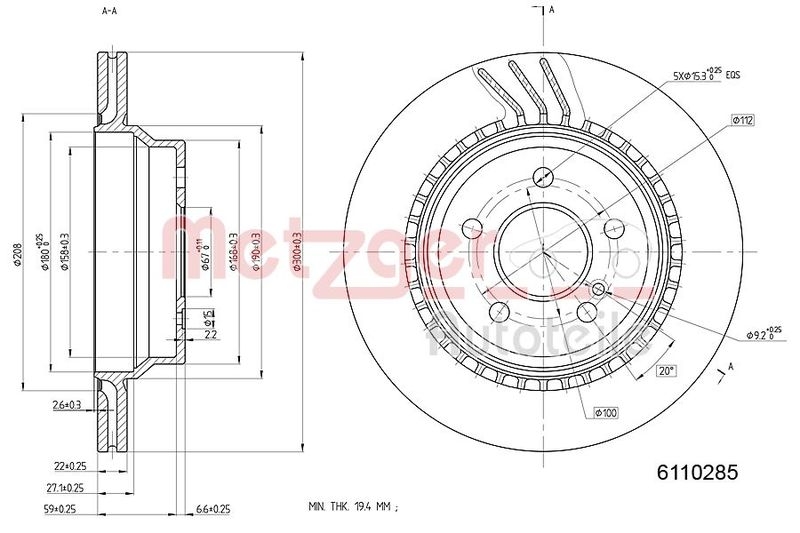 METZGER 6110285 Bremsscheibe Lack/Ks für MB HA