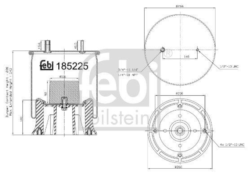 FEBI BILSTEIN 185225 Luftfederbalg mit Kunststoffkolben für Sauer