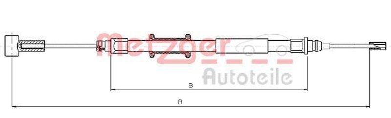 METZGER 10.4744 Seilzug, Feststellbremse für CITROEN/FIAT/PEUGEOT hinten links/rechts