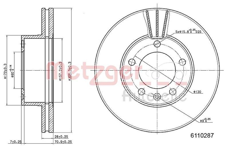 METZGER 6110287 Bremsscheibe Lack/Ks für OPEL/RENAULT VA