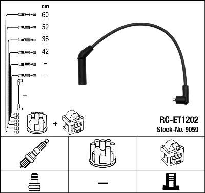 NGK 9059 Zündleitungssatz RC-ET1202 |Zündkabel