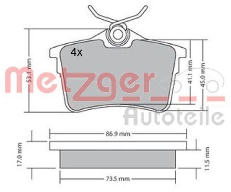 METZGER 1170139 Bremsbelagsatz, Scheibenbremse WVA 24 765