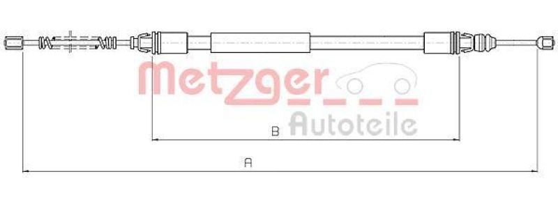 METZGER 10.4712 Seilzug, Feststellbremse für CITROEN hinten links/rechts