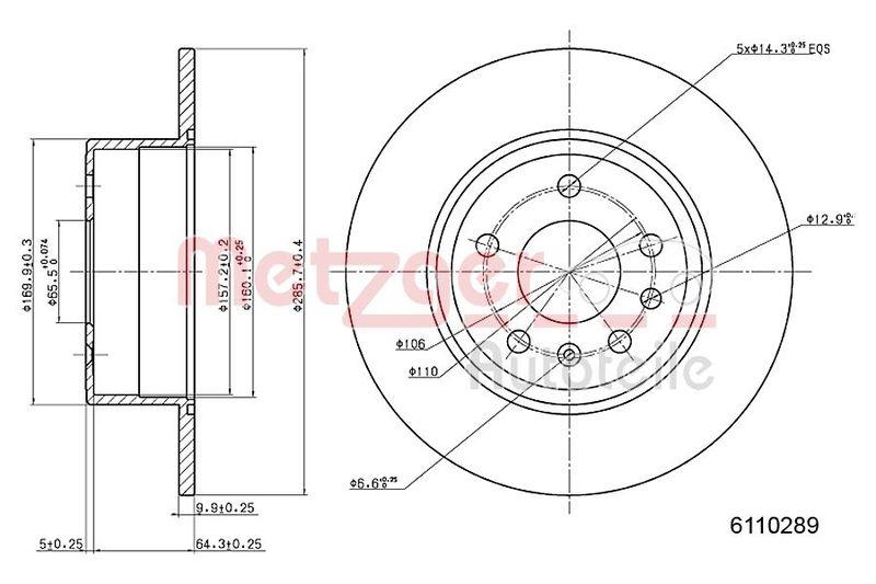 METZGER 6110289 Bremsscheibe Lack/Ks/Ms für OPEL HA